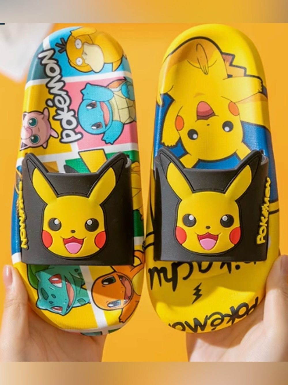Pikachu Pokémon Yellow Slide Sandals Marked size 32/33 (210 mm)